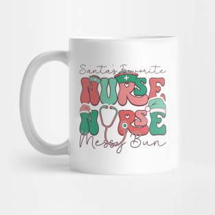 Santa's Favorite Nurse Messy bun Mug